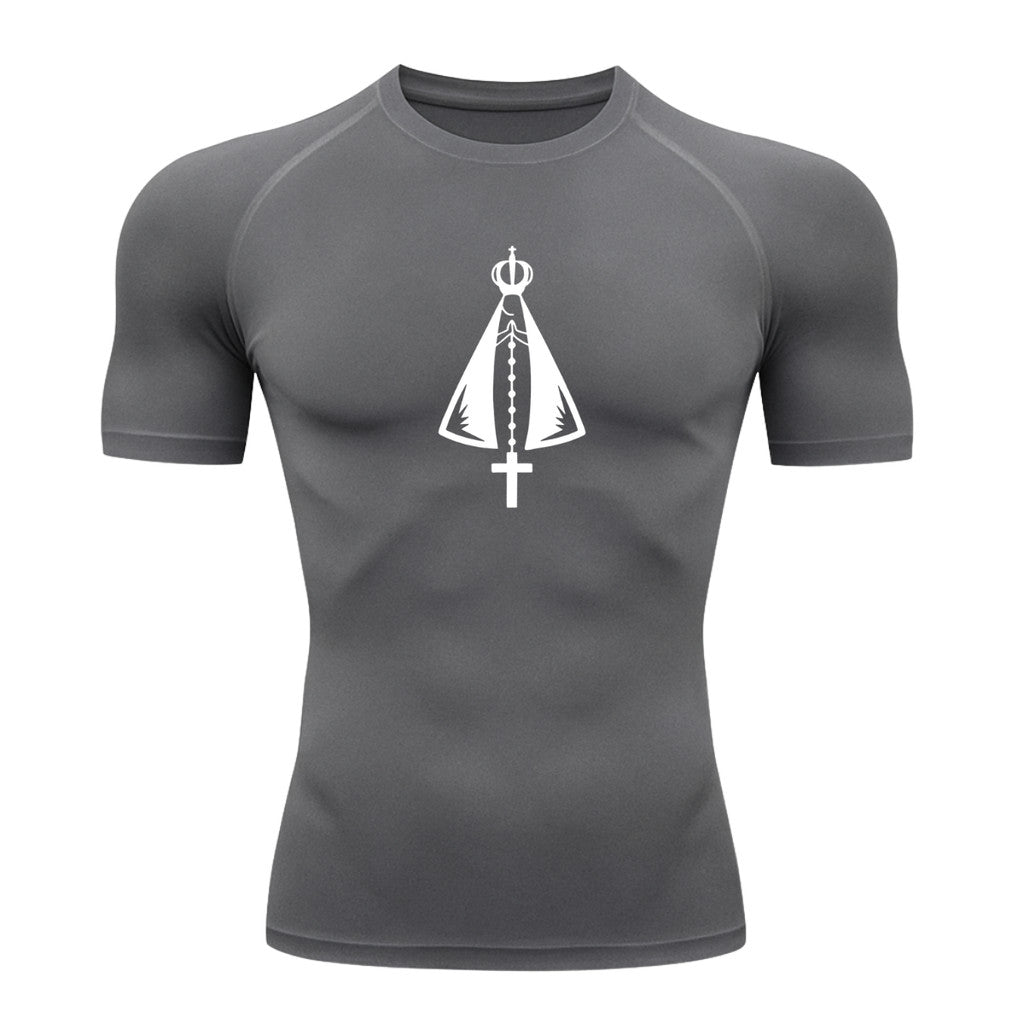 Camiseta Compressão Uv Manga Curta Estampa Da Roça Proteção Da Santa Rash Guard
