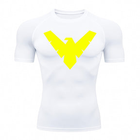 Camiseta Compressão Proteção Uv 50+ Manga Curta Asa Noturno Rash Guard