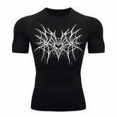 Camiseta Compressão Uv 50+ Manga Curta Cyber Tribal Spider Symmetric Web Rash Guard