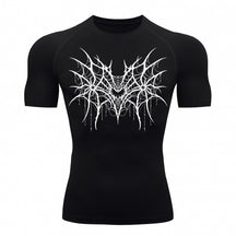 Camiseta Compressão Uv 50+ Manga Curta Cyber Tribal Spider Symmetric Web Rash Guard