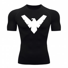 Camiseta Compressão Proteção Uv 50+ Manga Curta Asa Noturno Rash Guard