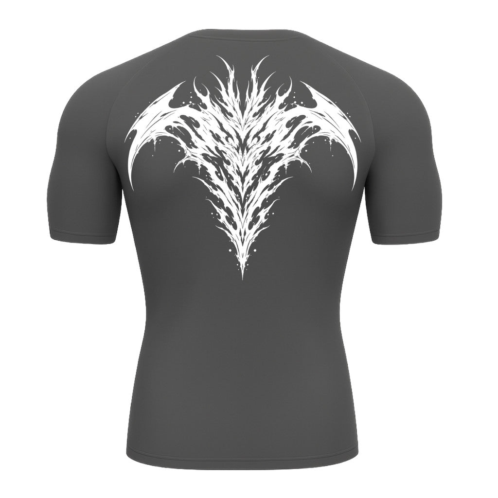 Camiseta Compressão Uv 50+ Manga Curta Cyber Tribal Atoomic Dark Vortex Sigil Rash Guard