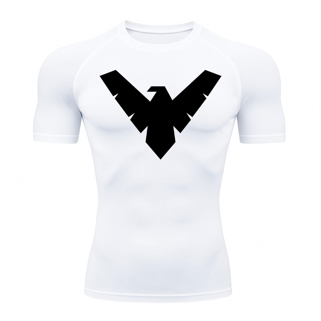Camiseta Compressão Proteção Uv 50+ Manga Curta Asa Noturno Rash Guard