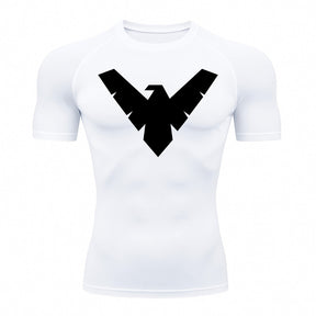 Camiseta Compressão Proteção Uv 50+ Manga Curta Asa Noturno Rash Guard