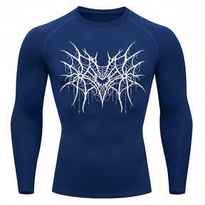 Camiseta Compressão Uv 50+ Manga Longa Cyber Tribal Spider Symmetric Web Rash Guard
