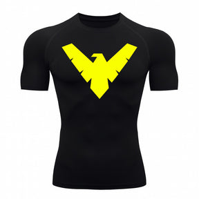 Camiseta Compressão Proteção Uv 50+ Manga Curta Asa Noturno Rash Guard