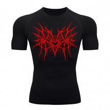 Camiseta Compressão Uv 50+ Manga Curta Cyber Tribal Spider Symmetric Web Rash Guard