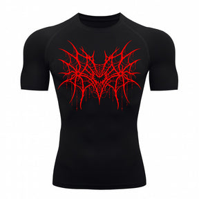 Camiseta Compressão Uv 50+ Manga Curta Cyber Tribal Spider Symmetric Web Rash Guard