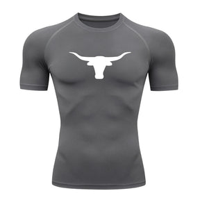 Camiseta Compressão Uv Manga Curta Estampa Da Roça Marca Do Touro Alpha Rash Guard