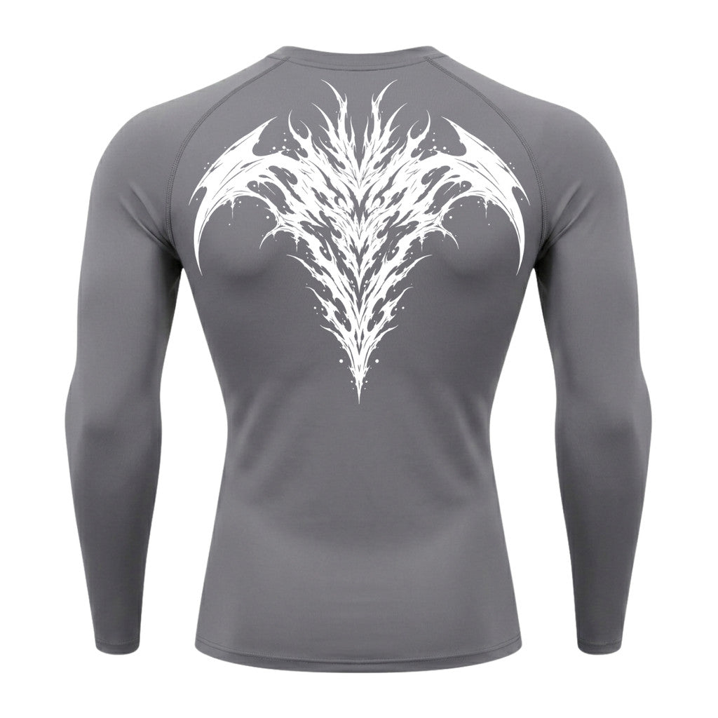 Camiseta Compressão Uv 50+ Manga Longa Cyber Tribal Atoomic Dark Vortex Sigil Rash Guard