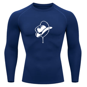 Camiseta Compressão Uv Manga Longa Estampa Da Roça Cowboy Sagrado Rash Guard