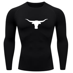 Camiseta Compressão Uv Manga Longa Estampa Da Roça Marca Do Touro Alpha Rash Guard