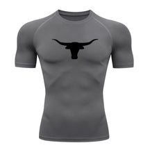 Camiseta Compressão Uv Manga Curta Estampa Da Roça Marca Do Touro Alpha Rash Guard