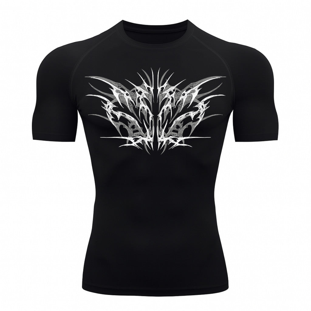 Camiseta Compressão Uv 50+ Manga Curta Cyber Tribal Null Form Rash Guard