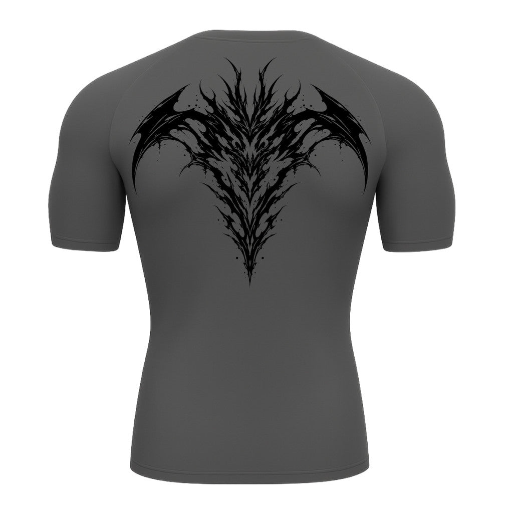 Camiseta Compressão Uv 50+ Manga Curta Cyber Tribal Atoomic Dark Vortex Sigil Rash Guard