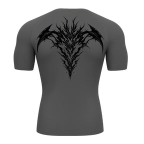 Camiseta Compressão Uv 50+ Manga Curta Cyber Tribal Atoomic Dark Vortex Sigil Rash Guard
