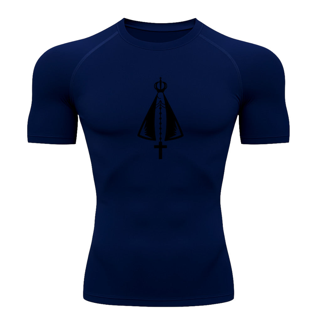 Camiseta Compressão Uv Manga Curta Estampa Da Roça Proteção Da Santa Rash Guard
