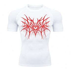 Camiseta Compressão Uv 50+ Manga Curta Cyber Tribal Spider Symmetric Web Rash Guard