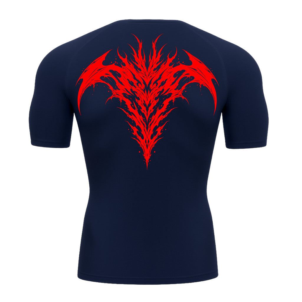 Camiseta Compressão Uv 50+ Manga Curta Cyber Tribal Atoomic Dark Vortex Sigil Rash Guard