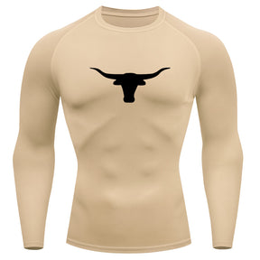 Camiseta Compressão Uv Manga Longa Estampa Da Roça Marca Do Touro Alpha Rash Guard