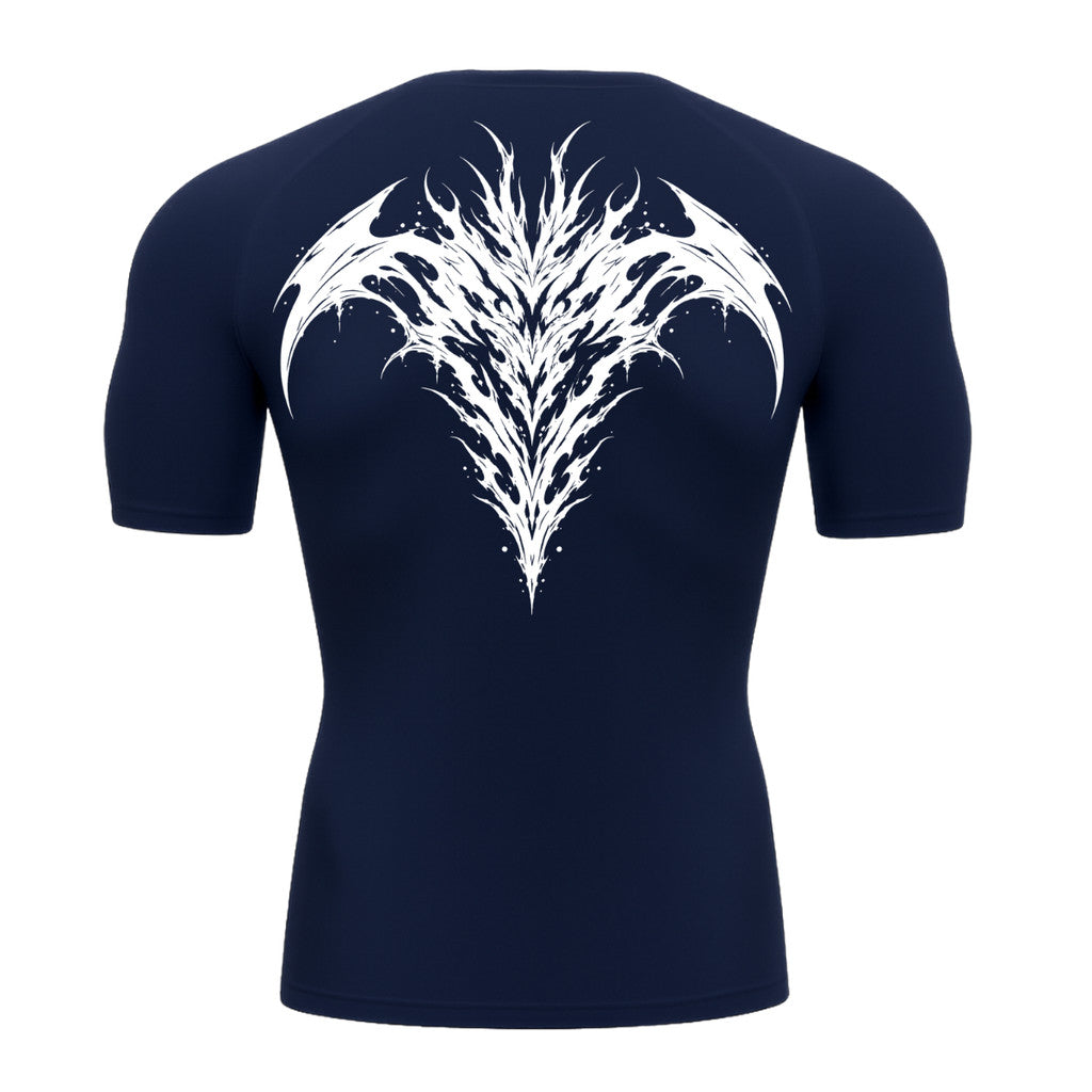 Camiseta Compressão Uv 50+ Manga Curta Cyber Tribal Atoomic Dark Vortex Sigil Rash Guard