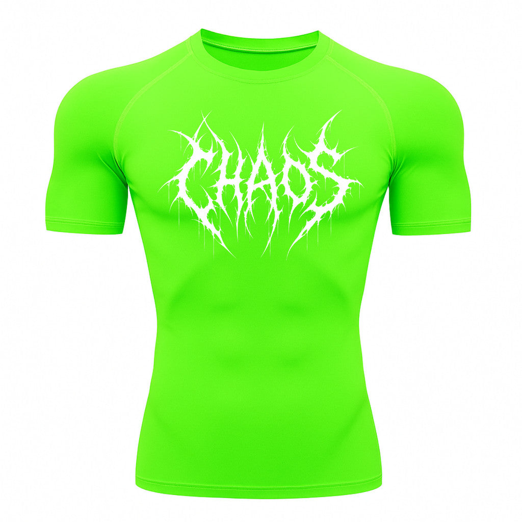 Camiseta Compressão Uv 50+ Manga Curta Cyber Tribal Emblem Of Chaos Rash Guard