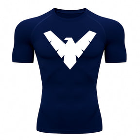 Camiseta Compressão Proteção Uv 50+ Manga Curta Asa Noturno Rash Guard