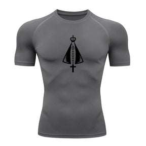 Camiseta Compressão Uv Manga Curta Estampa Da Roça Proteção Da Santa Rash Guard