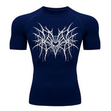 Camiseta Compressão Uv 50+ Manga Curta Cyber Tribal Spider Symmetric Web Rash Guard