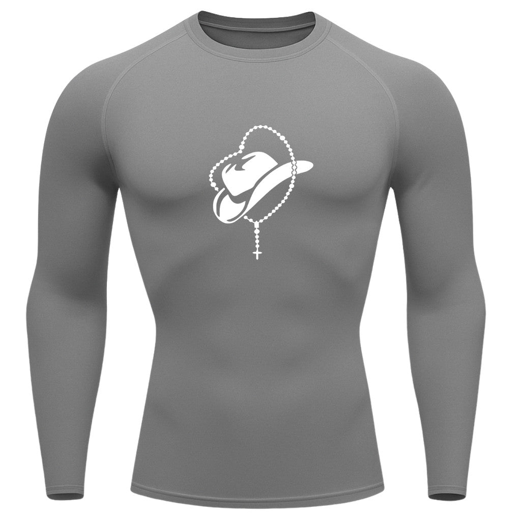 Camiseta Compressão Uv Manga Longa Estampa Da Roça Cowboy Sagrado Rash Guard