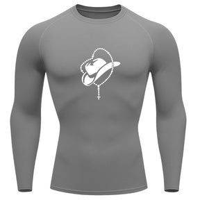 Camiseta Compressão Uv Manga Longa Estampa Da Roça Cowboy Sagrado Rash Guard