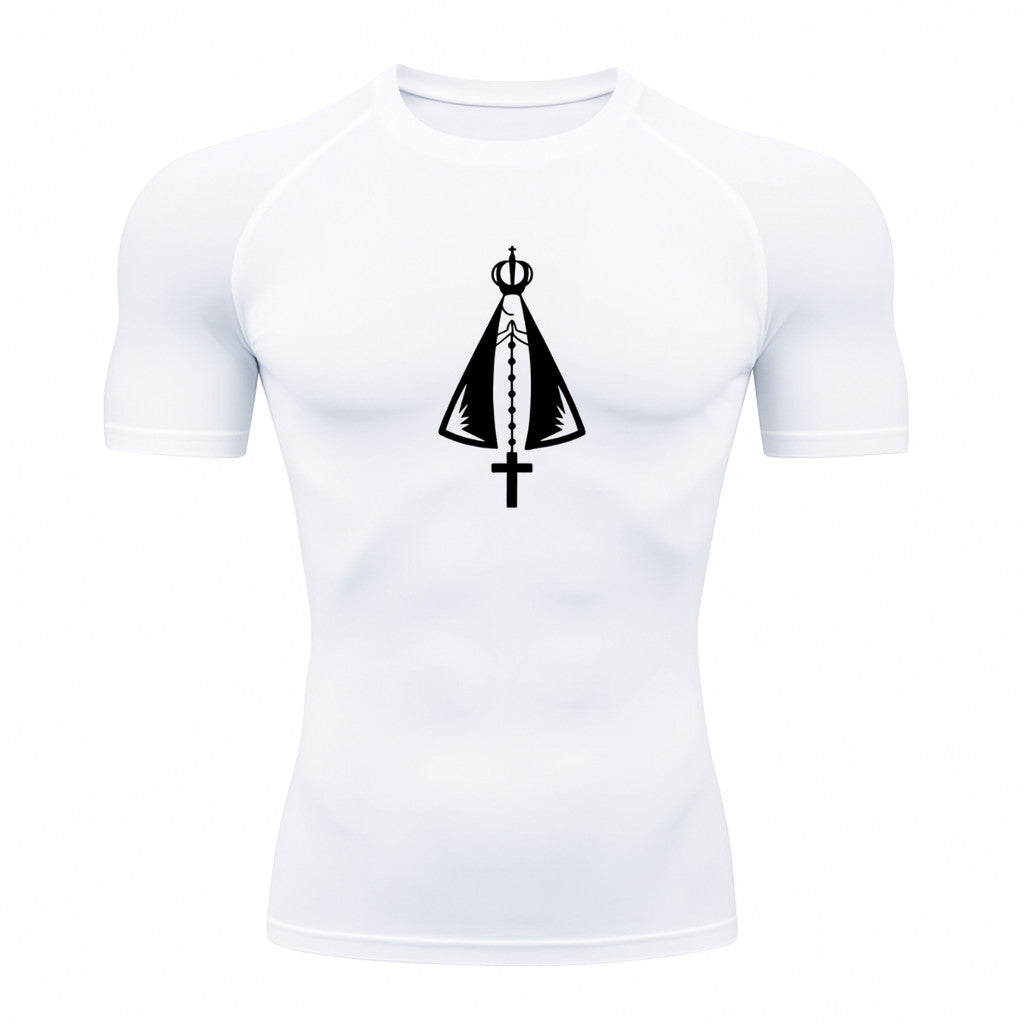 Camiseta Compressão Uv Manga Curta Estampa Da Roça Proteção Da Santa Rash Guard