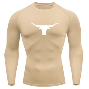Camiseta Compressão Uv Manga Longa Estampa Da Roça Marca Do Touro Alpha Rash Guard