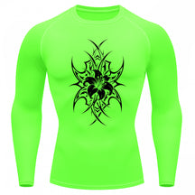 Camiseta Compressão Uv 50+ Manga Longa Cyber Tribal Dark Bloom Nature Rash Guard