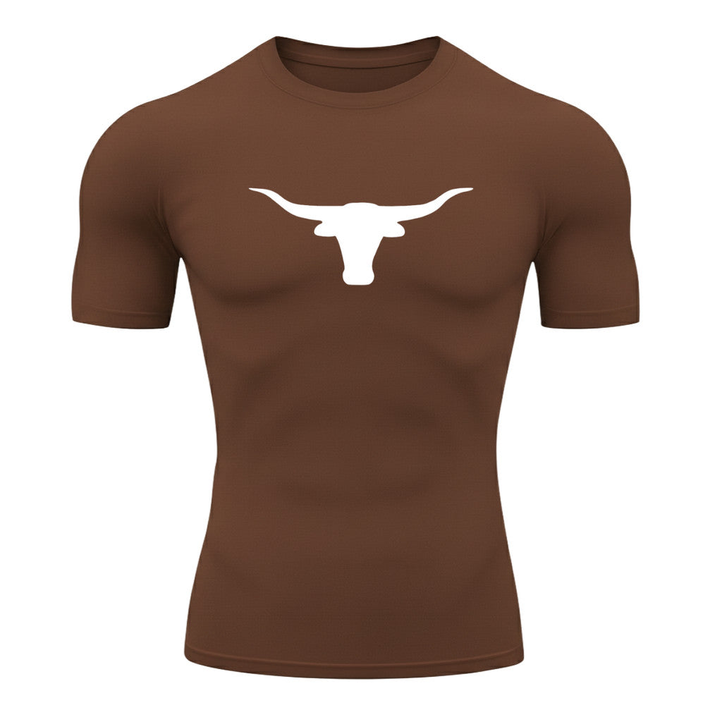 Camiseta Compressão Uv Manga Curta Estampa Da Roça Marca Do Touro Alpha Rash Guard
