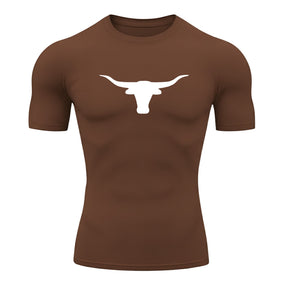 Camiseta Compressão Uv Manga Curta Estampa Da Roça Marca Do Touro Alpha Rash Guard