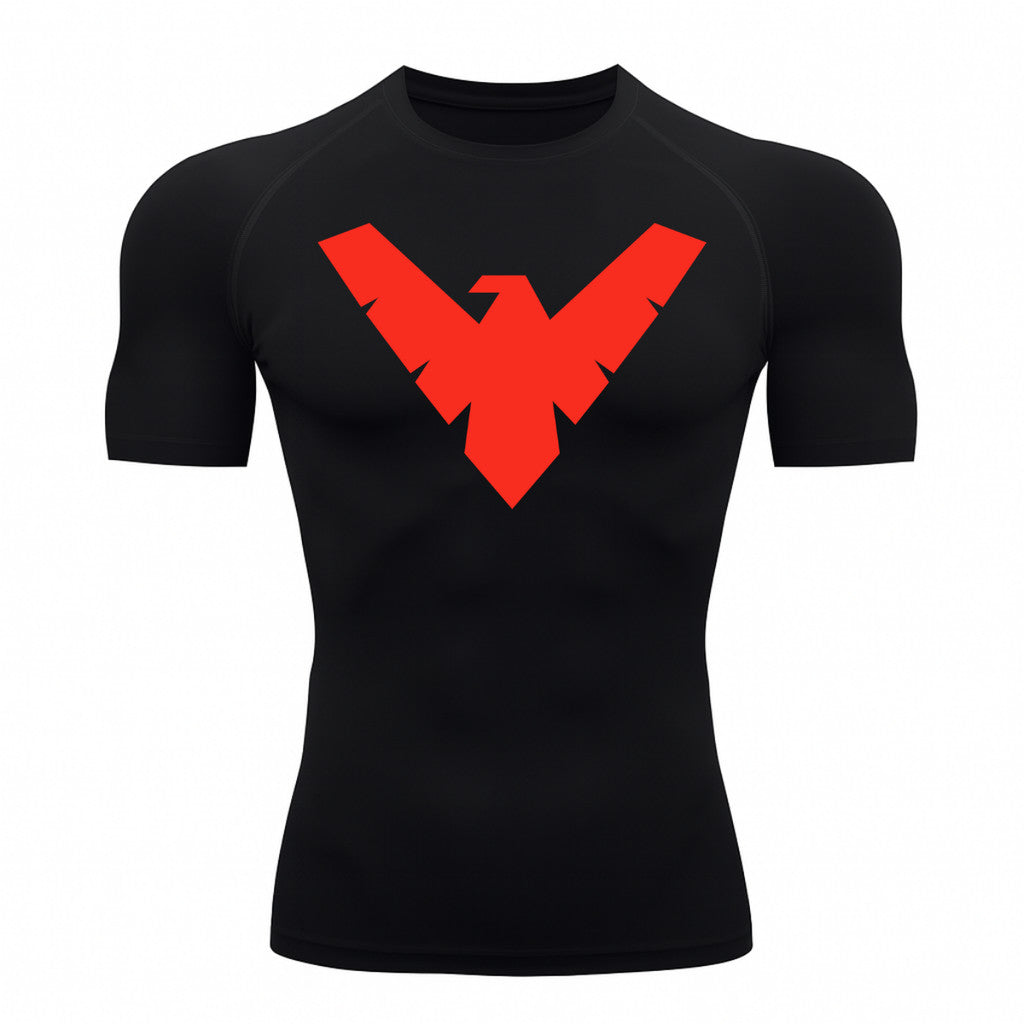 Camiseta Compressão Proteção Uv 50+ Manga Curta Asa Noturno Rash Guard