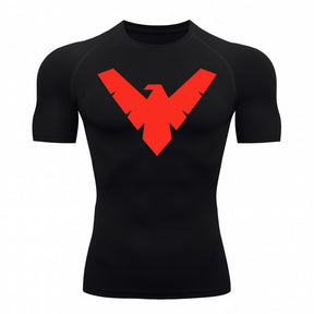 Camiseta Compressão Proteção Uv 50+ Manga Curta Asa Noturno Rash Guard
