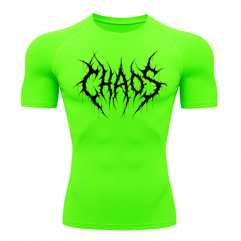 Camiseta Compressão Uv 50+ Manga Curta Cyber Tribal Emblem Of Chaos Rash Guard