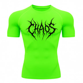 Camiseta Compressão Uv 50+ Manga Curta Cyber Tribal Emblem Of Chaos Rash Guard