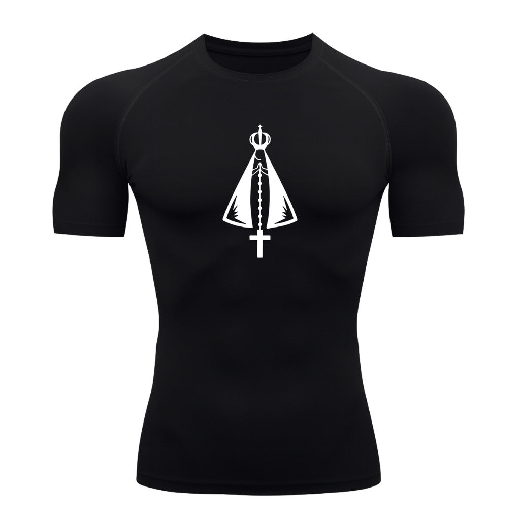 Camiseta Compressão Uv Manga Curta Estampa Da Roça Proteção Da Santa Rash Guard