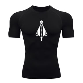 Camiseta Compressão Uv Manga Curta Estampa Da Roça Proteção Da Santa Rash Guard