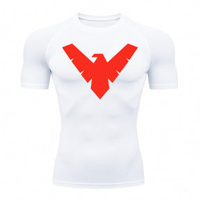 Camiseta Compressão Proteção Uv 50+ Manga Curta Asa Noturno Rash Guard