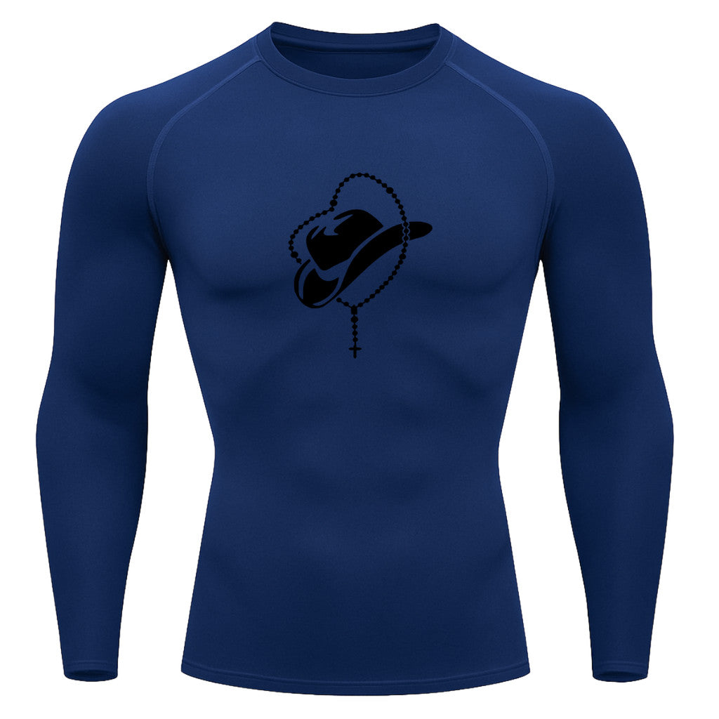 Camiseta Compressão Uv Manga Longa Estampa Da Roça Cowboy Sagrado Rash Guard