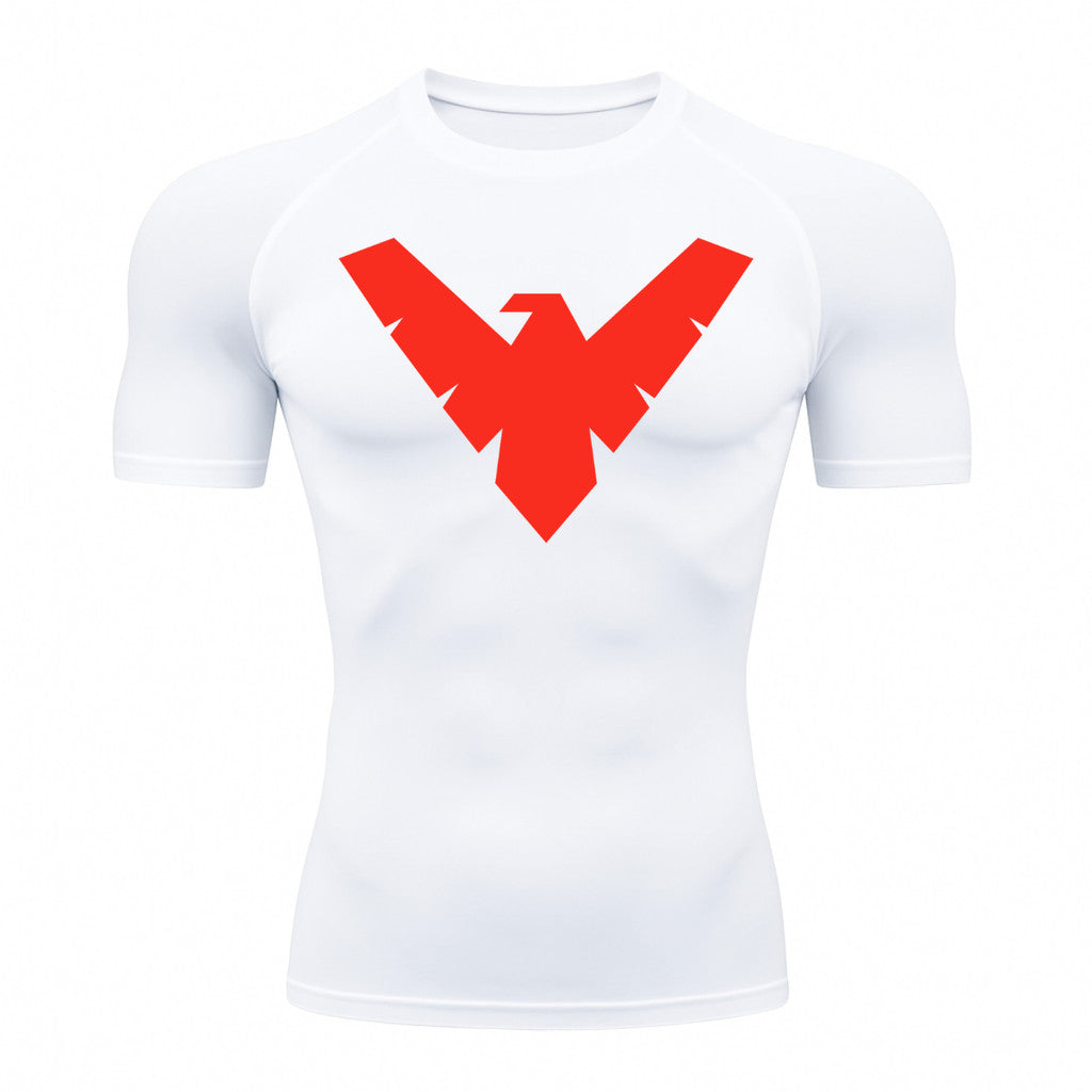 Camiseta Compressão Proteção Uv 50+ Manga Curta Asa Noturno Rash Guard