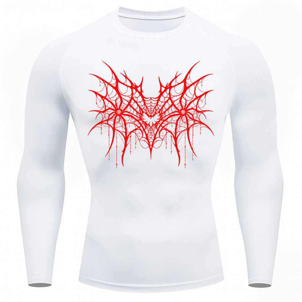 Camiseta Compressão Uv 50+ Manga Longa Cyber Tribal Spider Symmetric Web Rash Guard