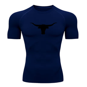 Camiseta Compressão Uv Manga Curta Estampa Da Roça Marca Do Touro Alpha Rash Guard