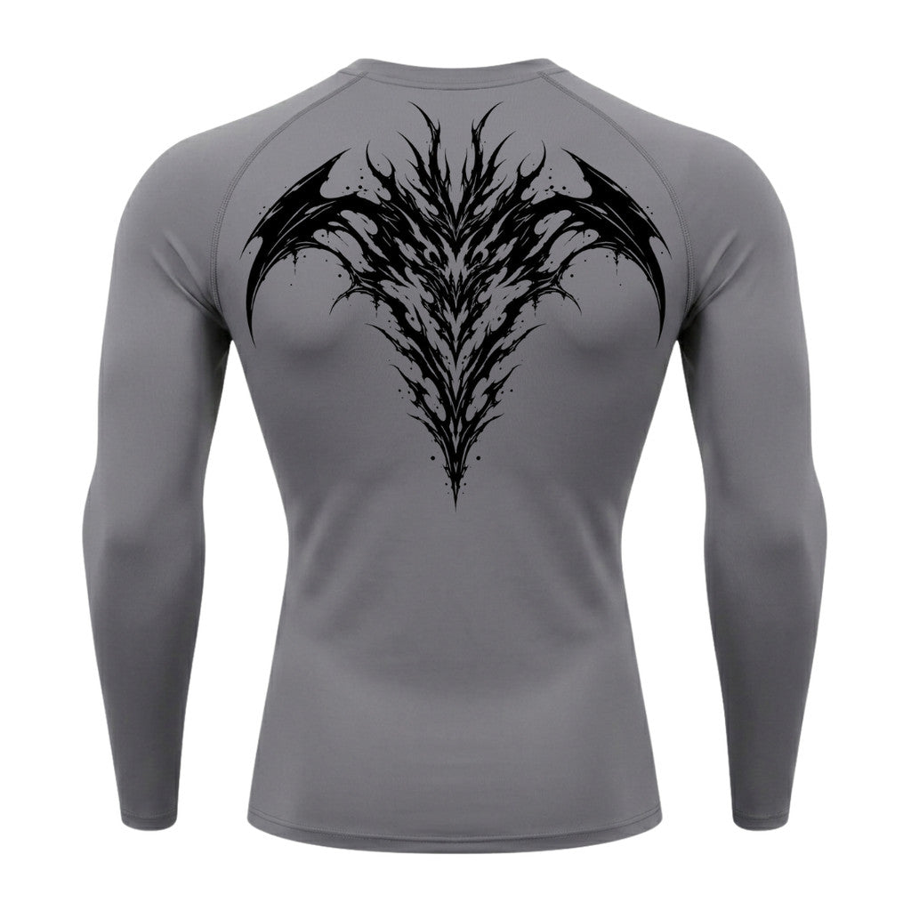 Camiseta Compressão Uv 50+ Manga Longa Cyber Tribal Atoomic Dark Vortex Sigil Rash Guard