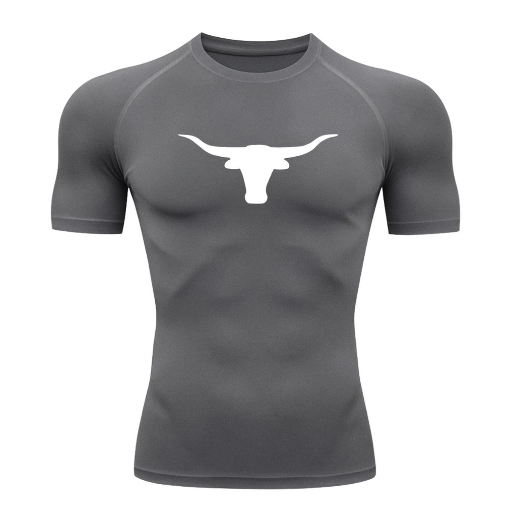 Camiseta Compressão Uv Manga Curta Estampa Da Roça Marca Do Touro Alpha Rash Guard