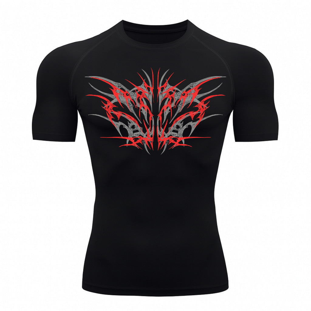 Camiseta Compressão Uv 50+ Manga Curta Cyber Tribal Null Form Rash Guard